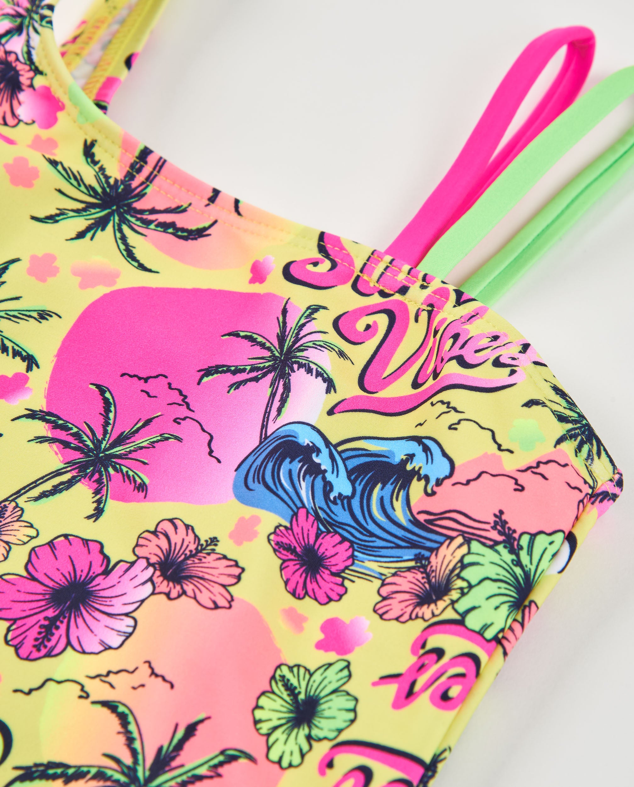 Tuc Tuc costume intero bambina giallo stampa tropicale