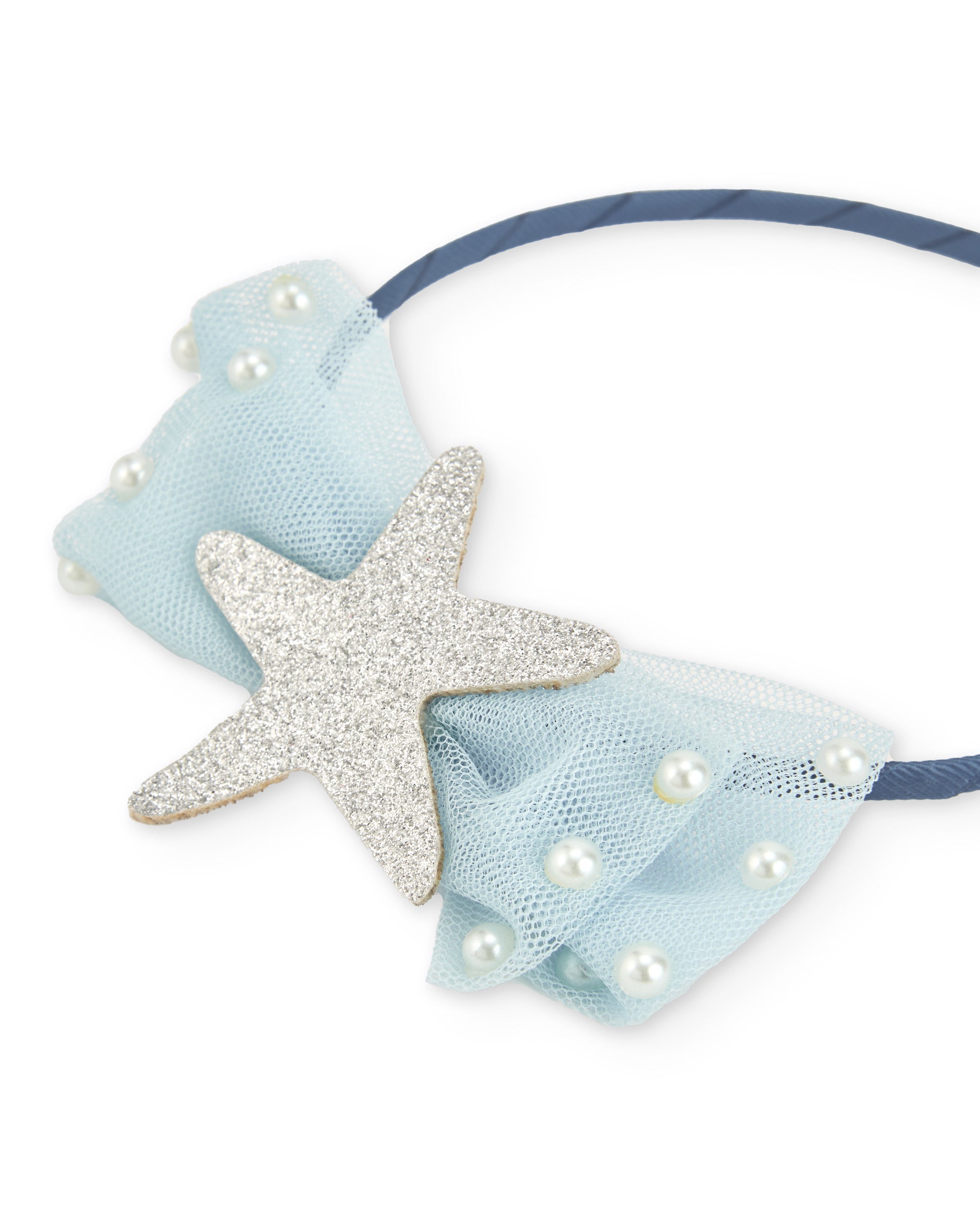 Tuc tuc cerchietto bambina blu con fiocco tulle