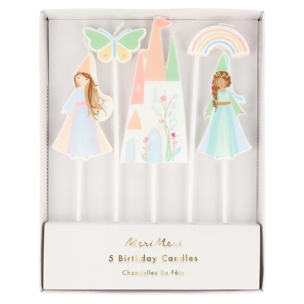 Meri Meri Principesse candele torta 5 pezzi arcobaleno castello