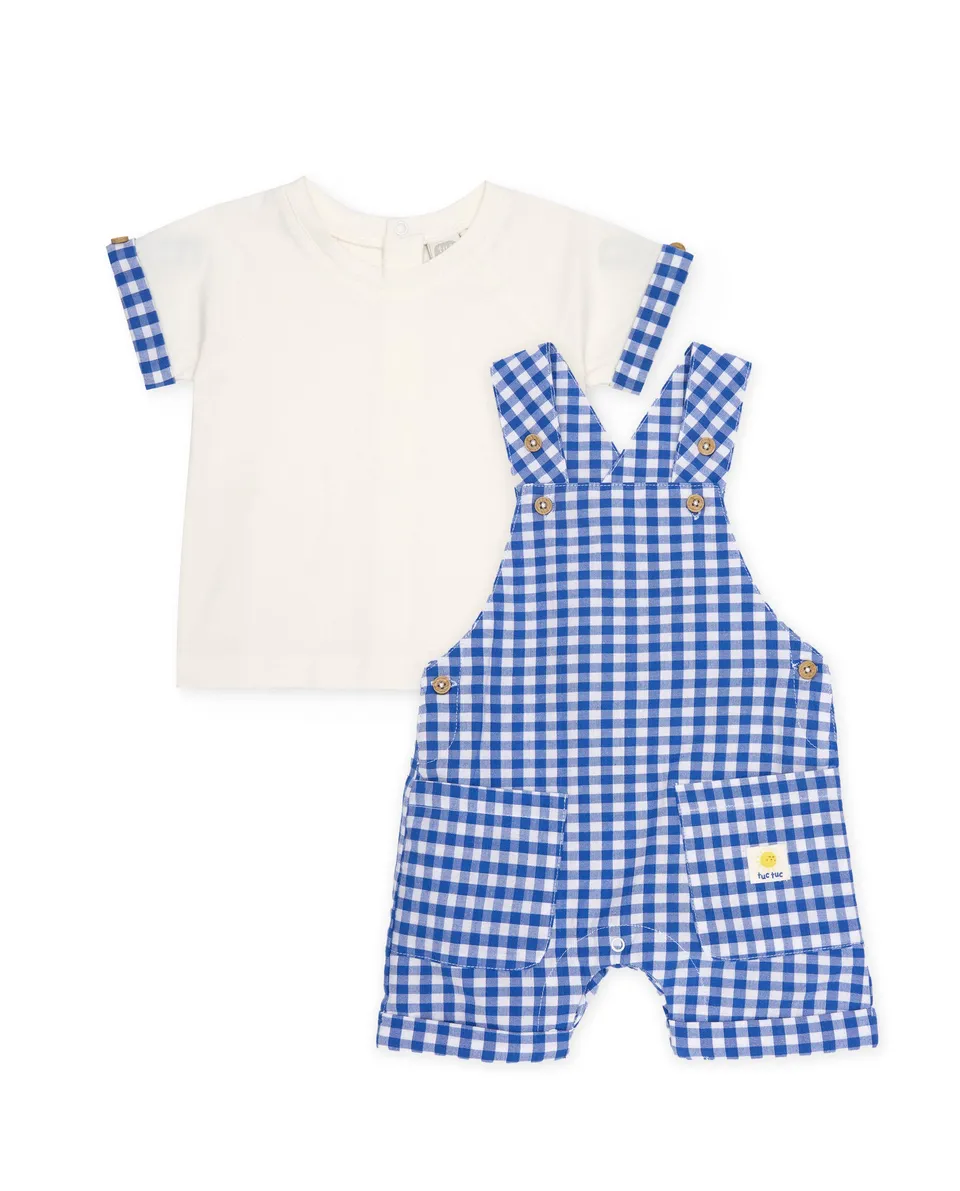 Tuc Tuc Completo Neonato 2 Pezzi Vichy Blu