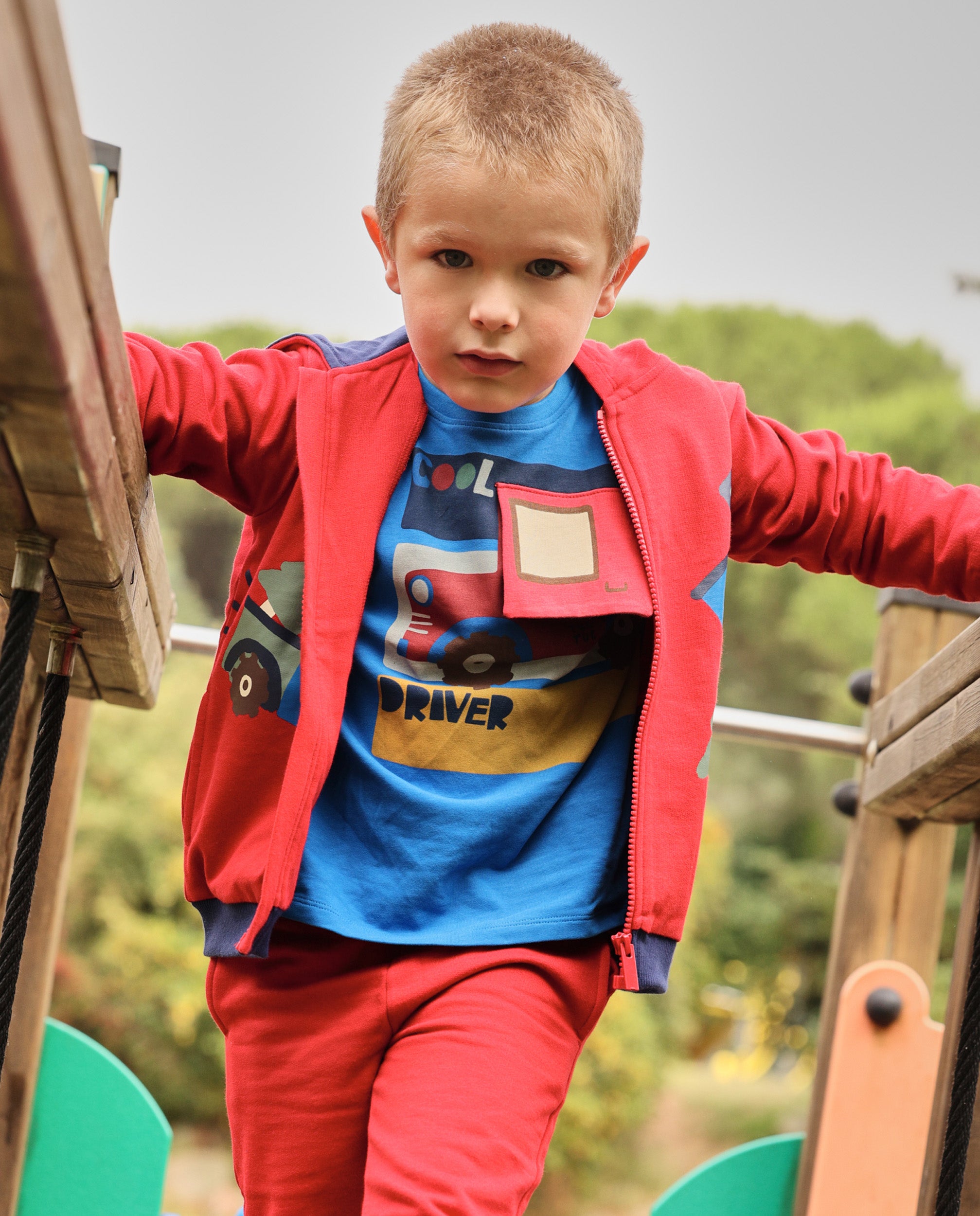 Tuc Tuc maglia bambino blu cotone stampa veicoli