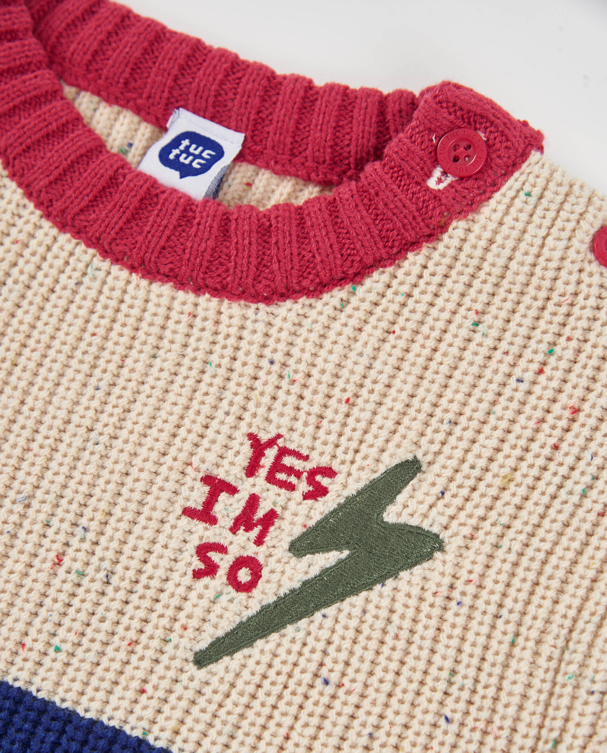 Tuc Tuc Maglione Bambino Ecrù Tricot Color Block