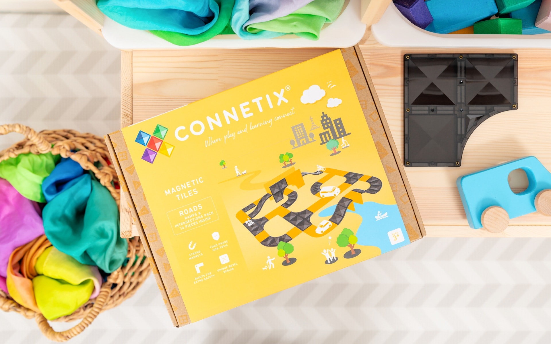 Connetix Road Pack costruzioni magnetiche 16 pezzi strade