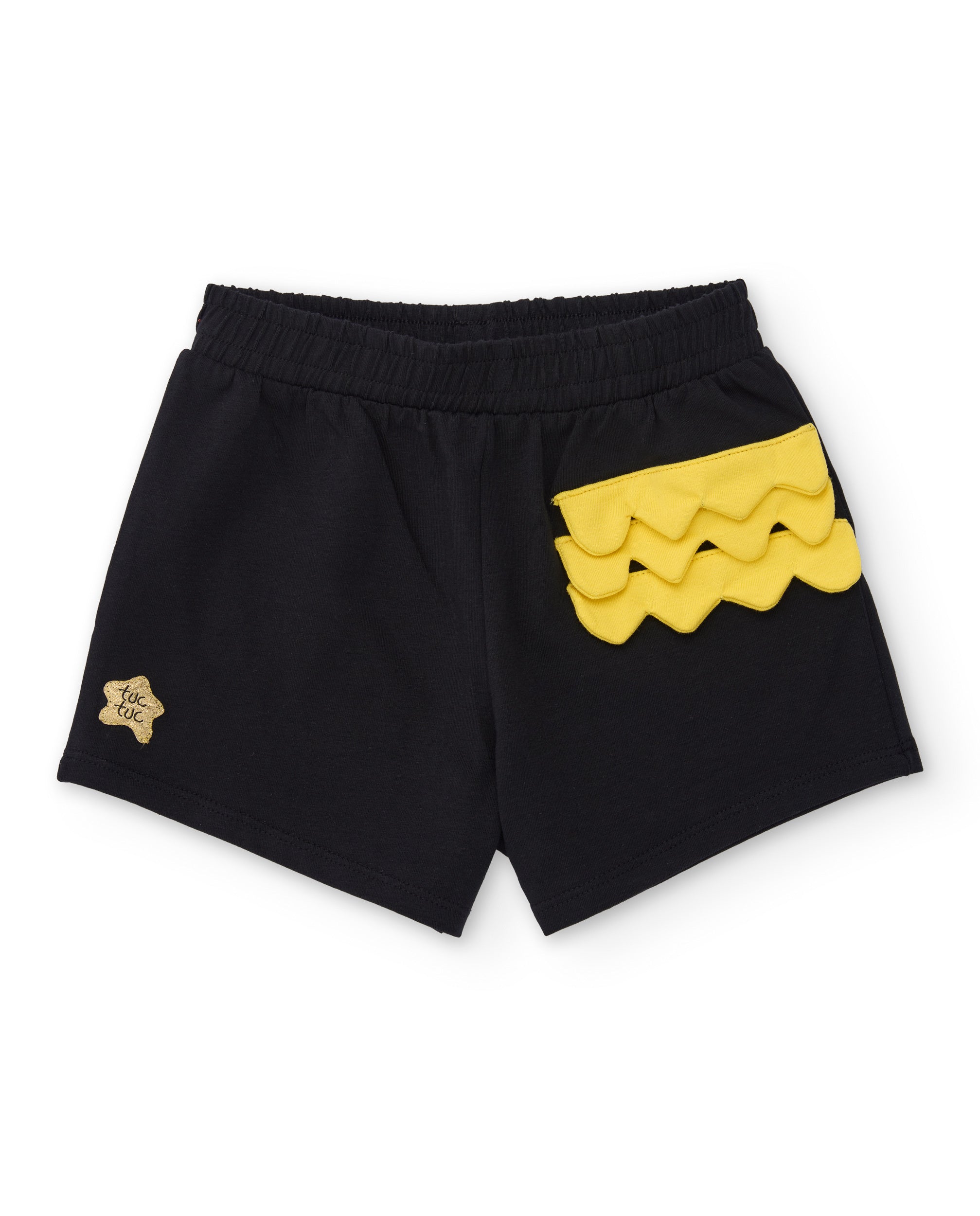 Tuc tuc shorts bambina neri jersey dettaglio giallo