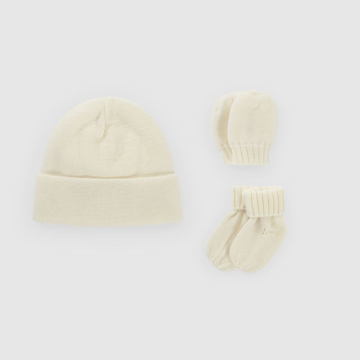 Kico Label set merino cappello muffole scarpine beige 0-6 mesi