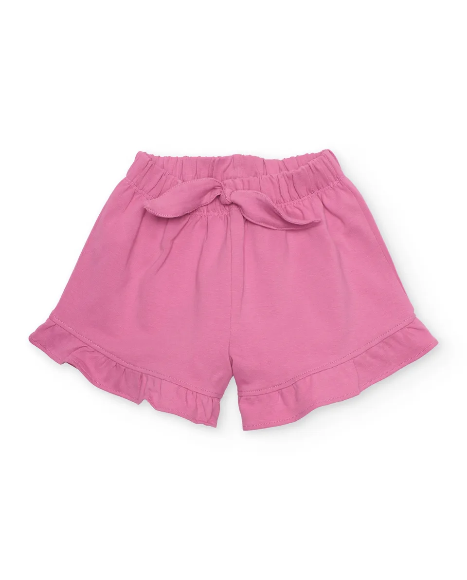 Tuc Tuc shorts bambina rosa balza fiocco elastico