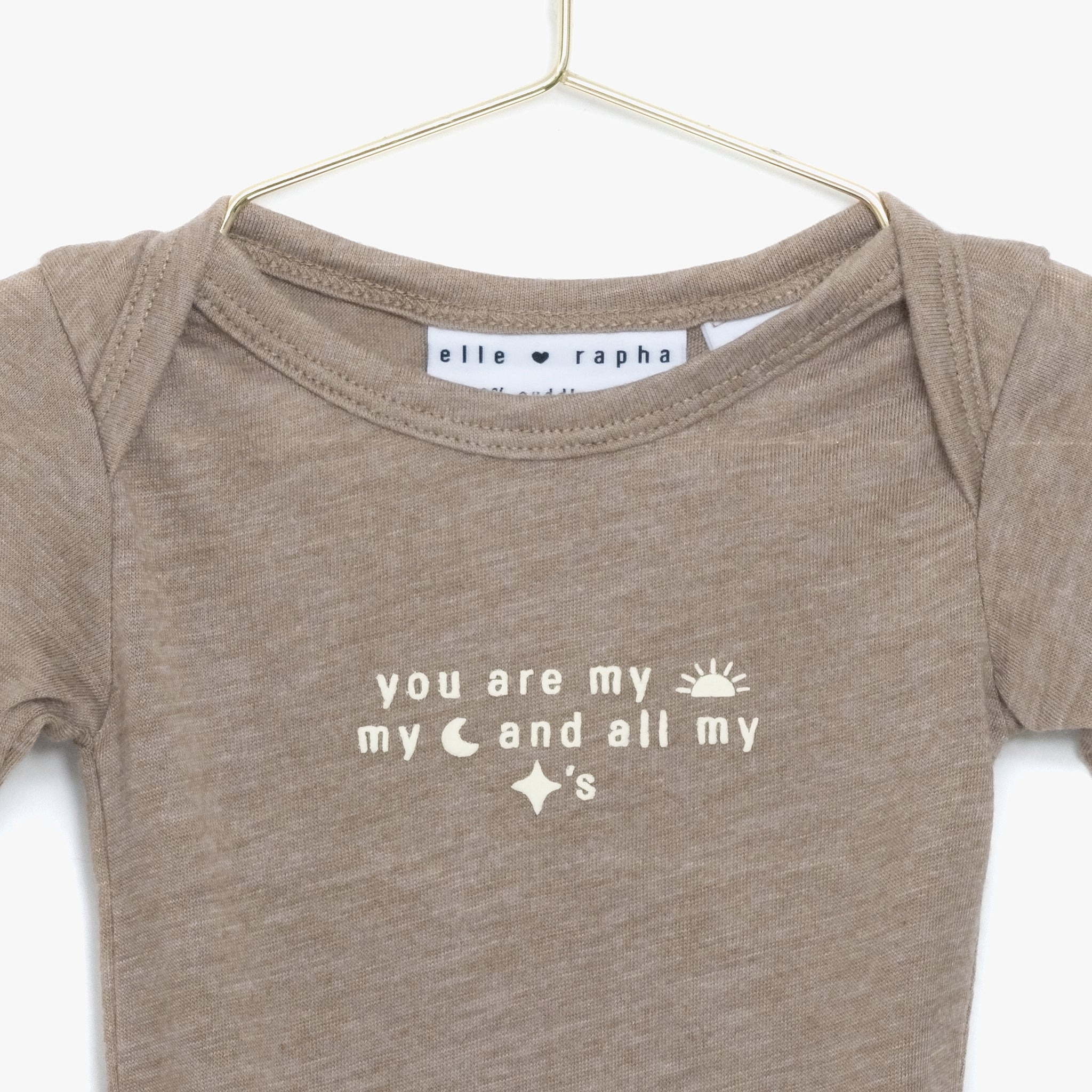 Ella and Rapha Sun Moon Stars body neonato taupe