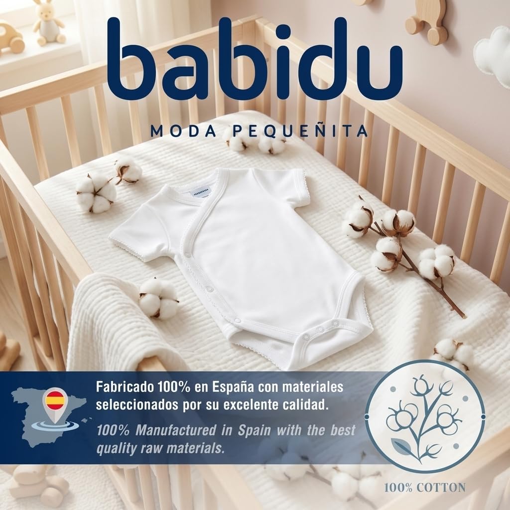 Babidu Body Incrociato Manica Corta Traforato 9-12 Mesi Bianco