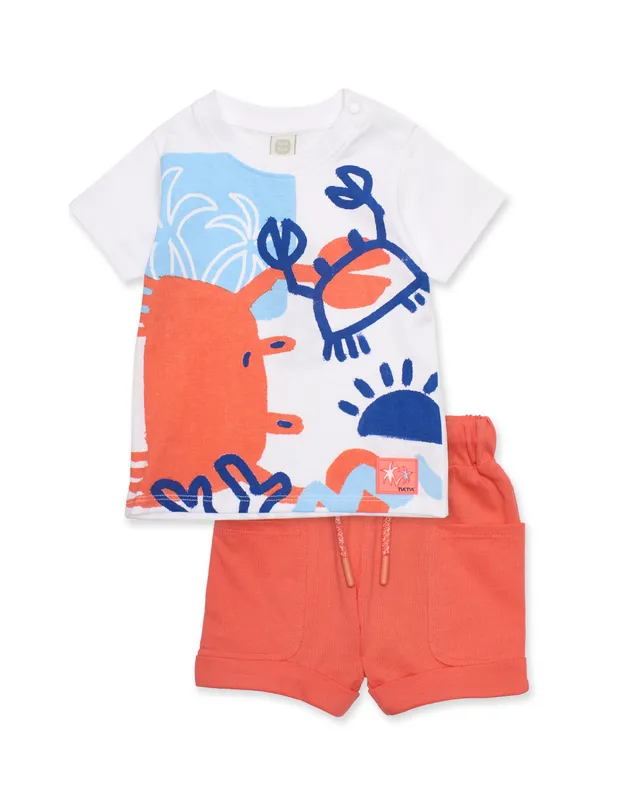 Tuc Tuc completo bimbo t-shirt e bermuda bianco corallo