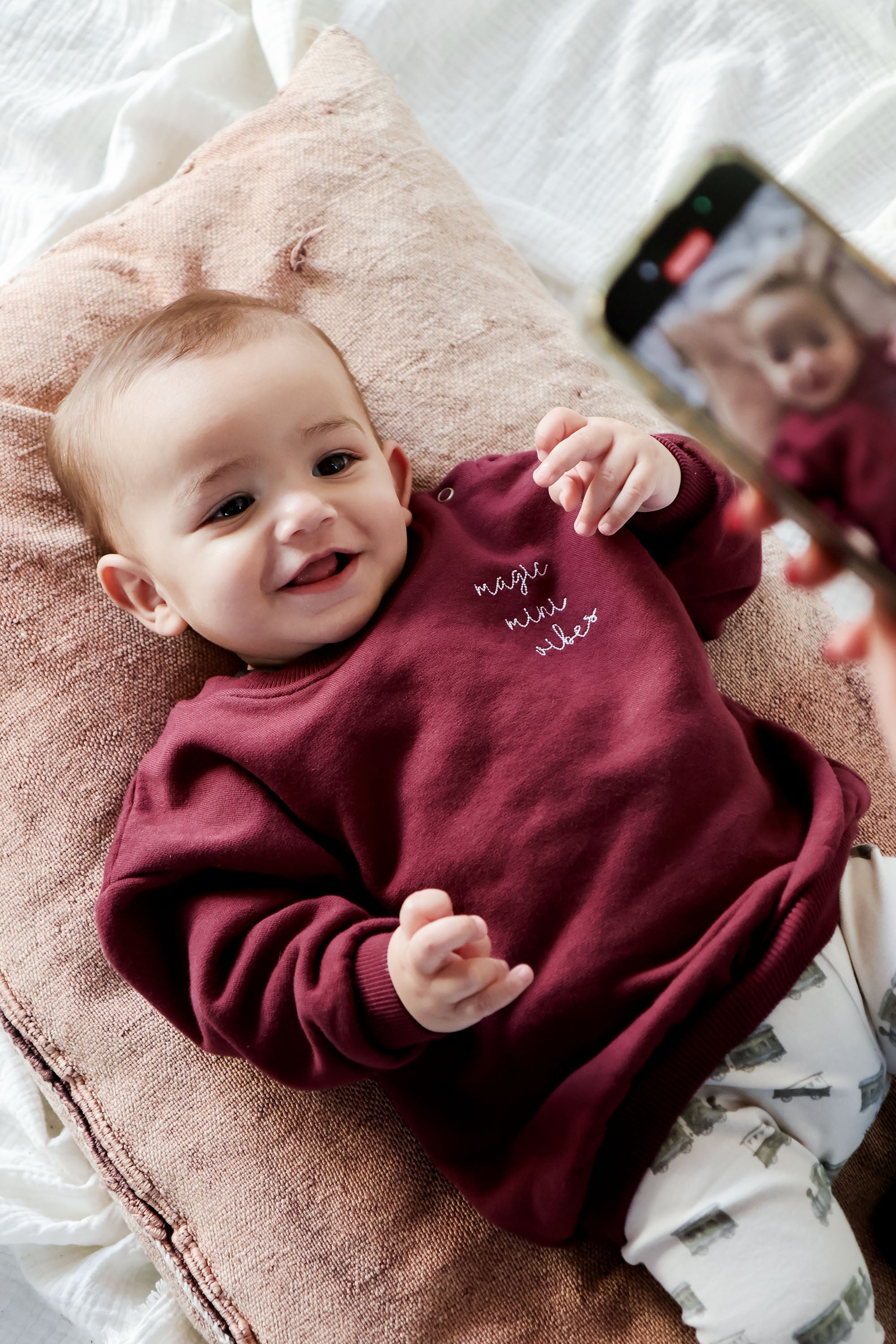 Ella and Rapha MINI felpa bambino bordeaux cotone morbido
