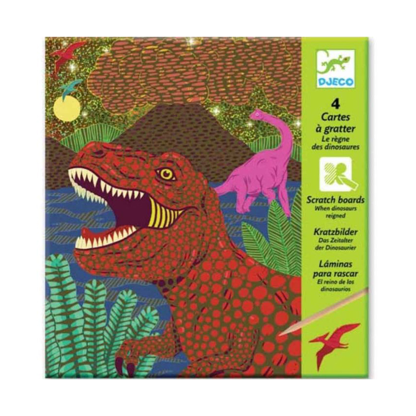 Djeco carte da grattare dinosauri kit 4 carte oro