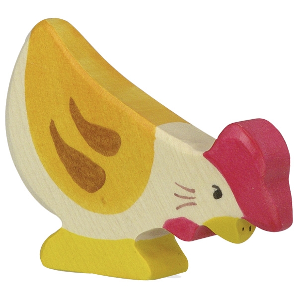 Holztiger Gallina che becca figura in legno massello dai 3 anni