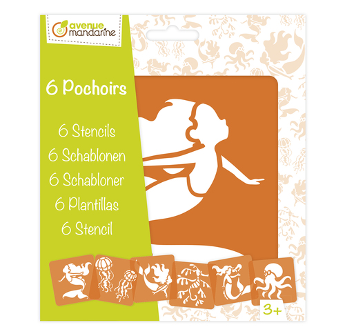 Avenue Mandarine Fondo al Mare stencil 6 pezzi 15 cm