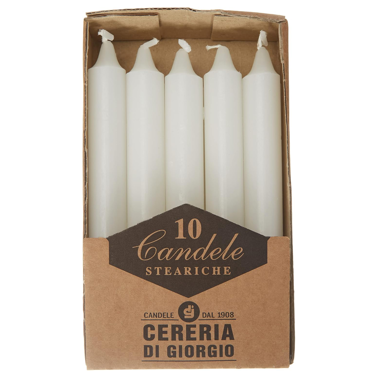 Set 10 Candele Cera Bianco 18x150 mm
