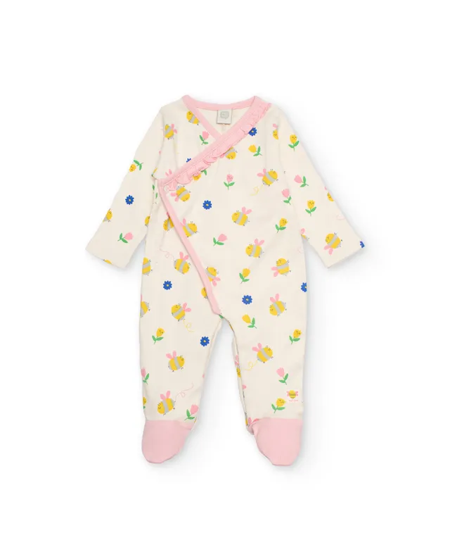 Tuc tuc tutina neonata fiori beige manica lunga