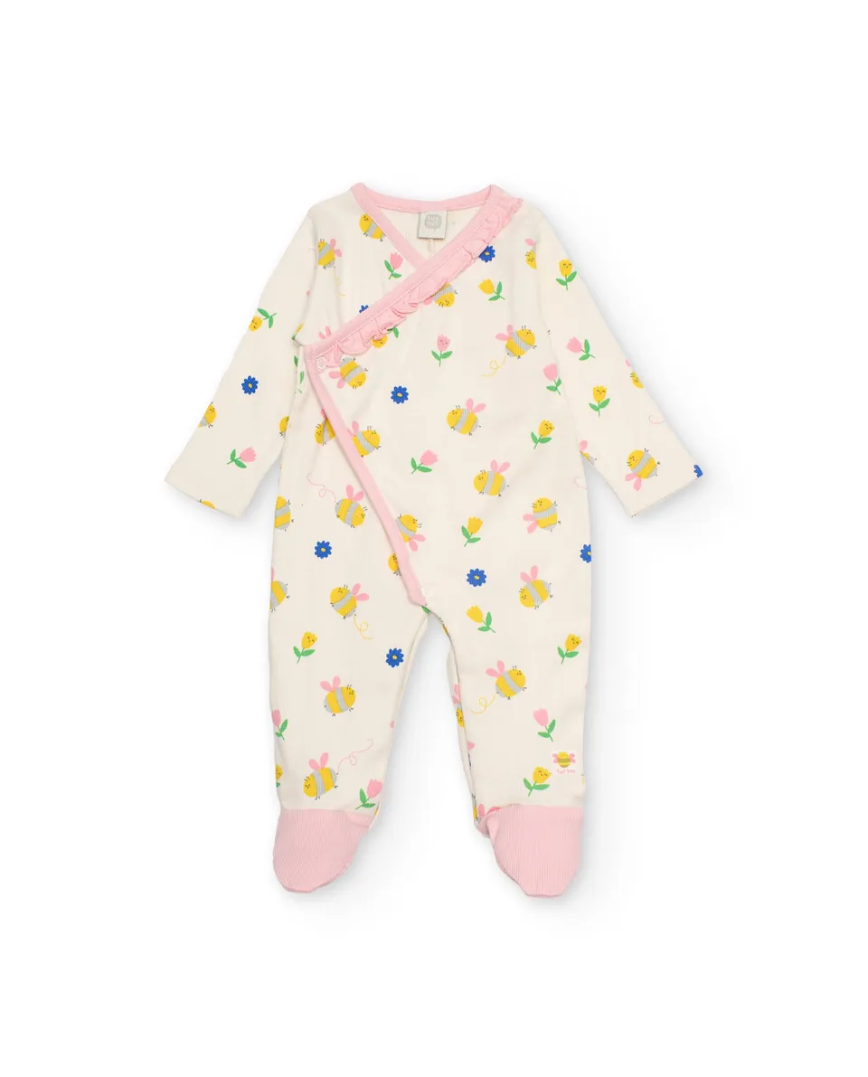 Tuc tuc tutina neonata fiori beige manica lunga