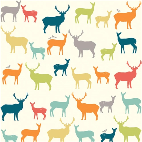 Birch Fabrics Elk Grove Elk Family Multi tessuto cotone bio