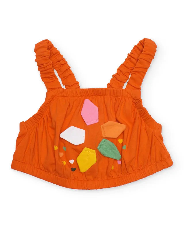 Tuc tuc top bambina arancione cuori rilievo