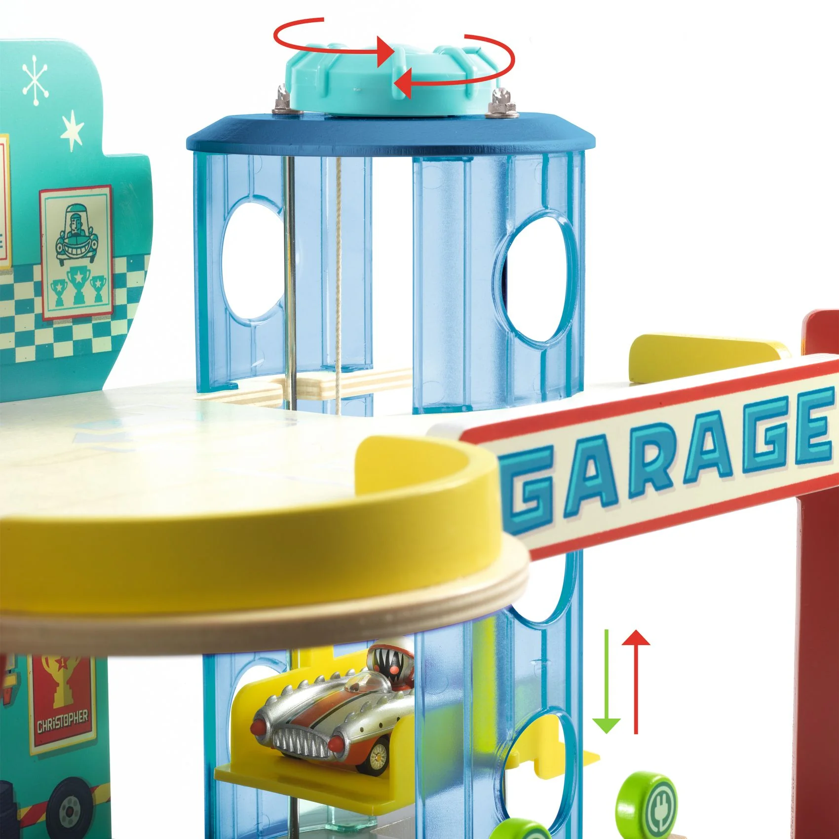 Djeco Crazy Motors Garage Truck garage legno con ascensore