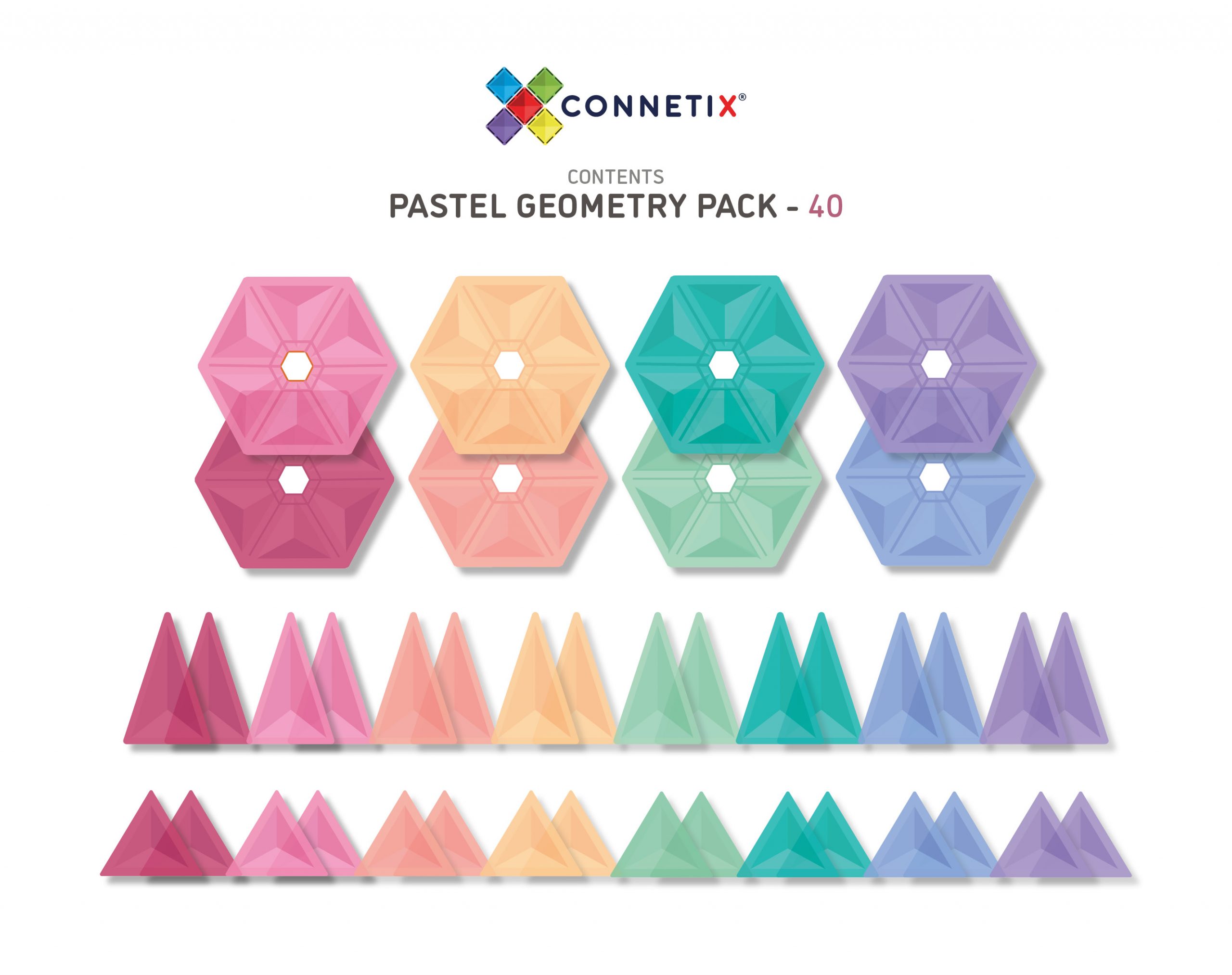 Connetix Tiles Costruzioni Magnetiche 40 Pezzi Pastel