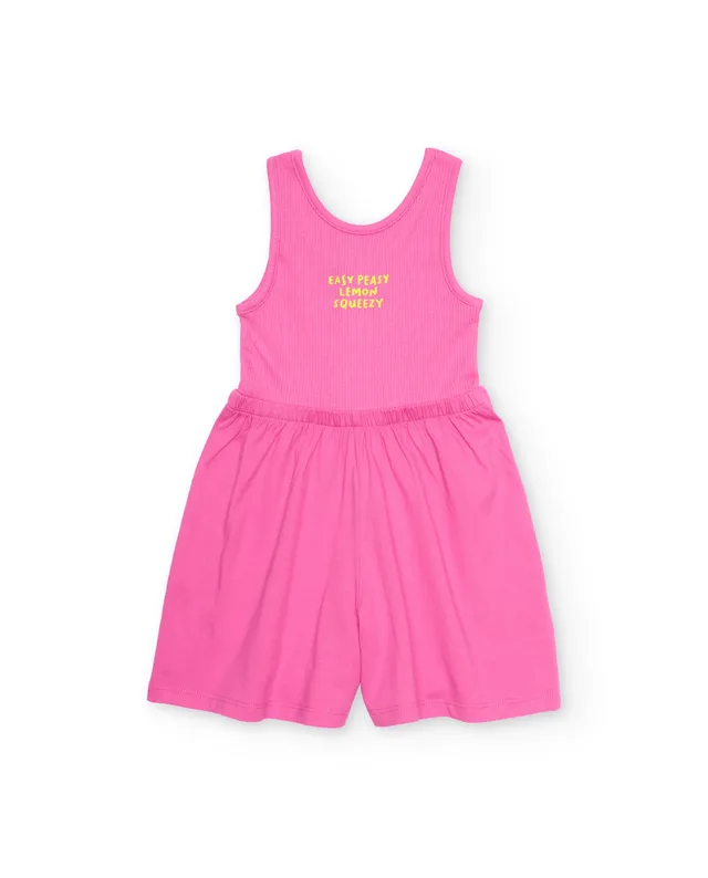 Tuc Tuc tuta bimba rosa smanicata coste scritta gialla
