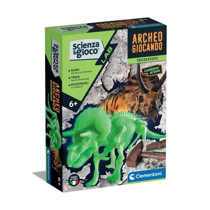 Clementoni Archeogiocando Triceratopo kit scavo fosforescente