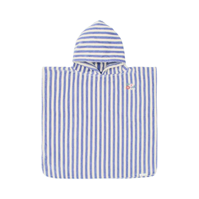 Little Dutch Poncho Mare Bambina Righe Blu Cotone Bio