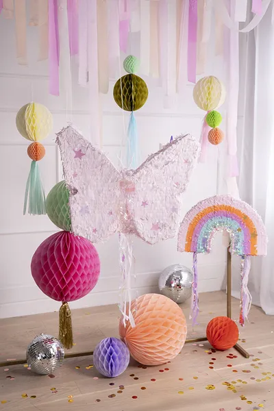 PartyDeco Farfalla rosa pignatta in carta 58 cm