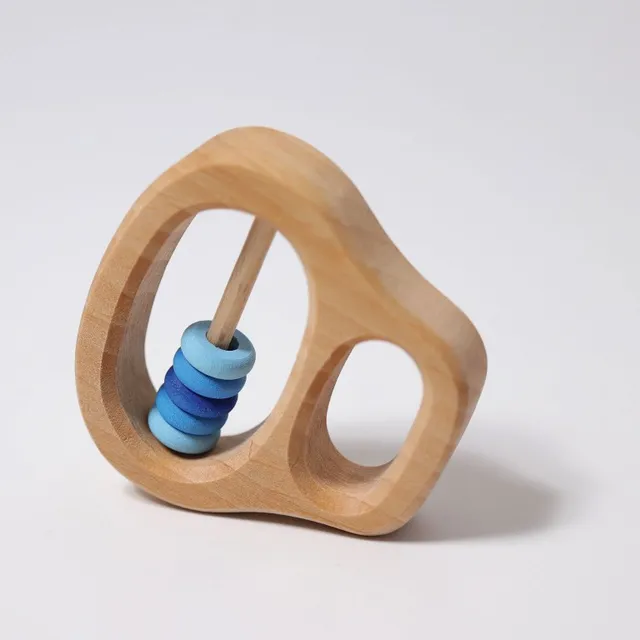 Grimm's Klipp Klapp Anello Sonaglio Legno Blu 0+ 8 cm