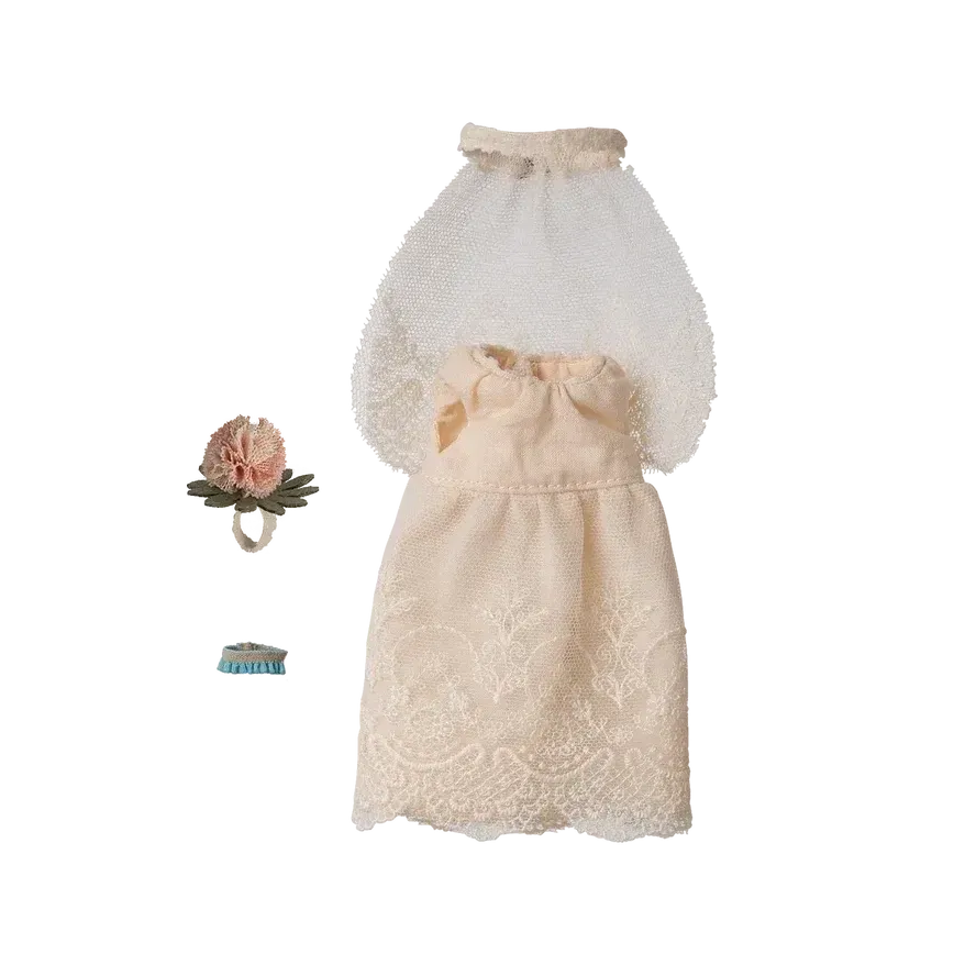 Maileg Topo Mamma abito da sposa con velo
