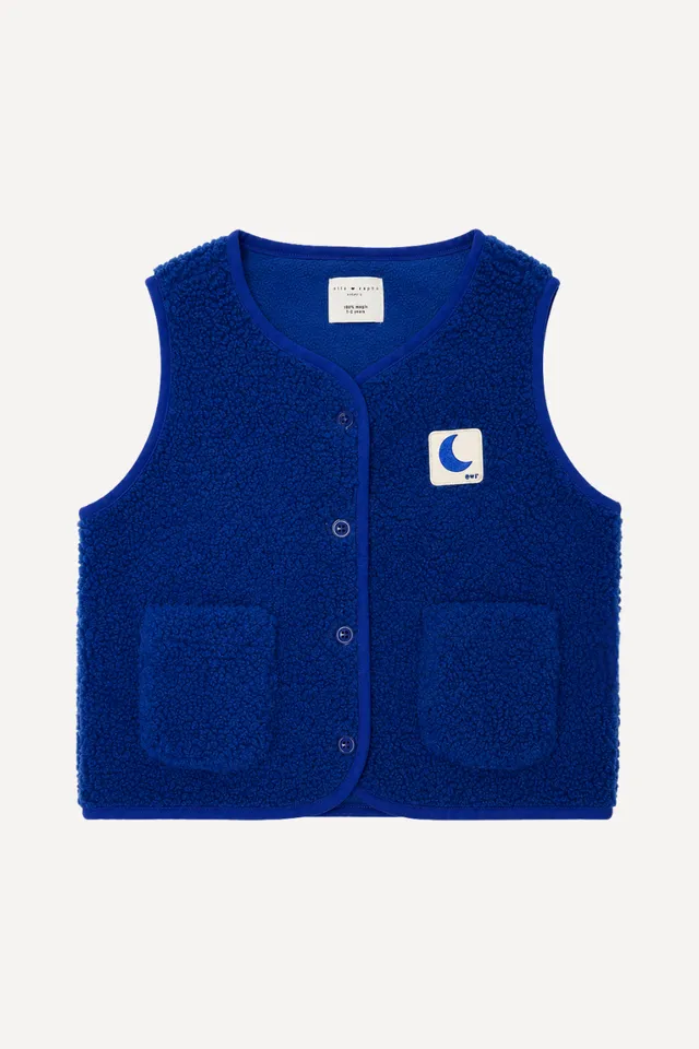 Ella and Rapha Little Sleeveless Teddy gilet bimbi blu santorini