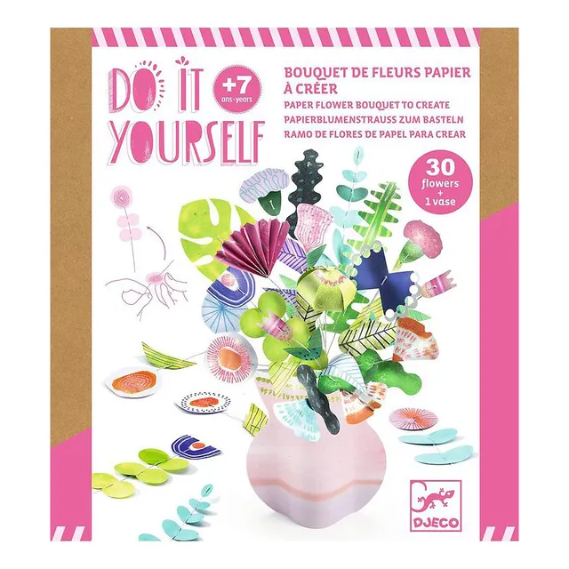 Djeco Paper Flowers kit creativo fiori carta 30 fiori con vaso