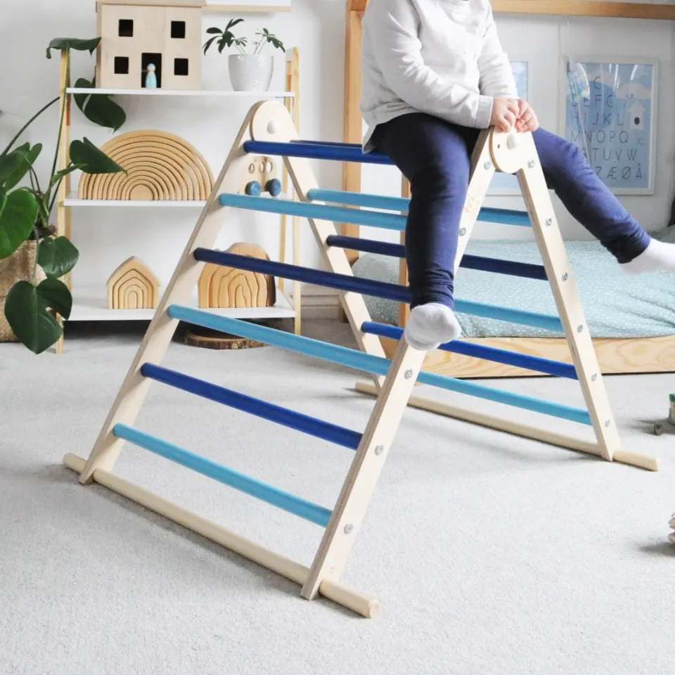 Triclimb Triangolo Pikler legno scala arrampicata blue richiudibile