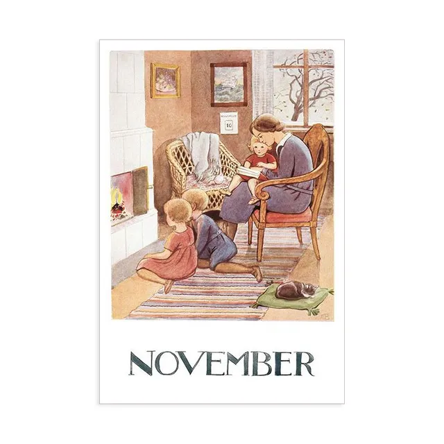 Elsa Beskow Novembre cartolina illustrata 10,5x15 cm
