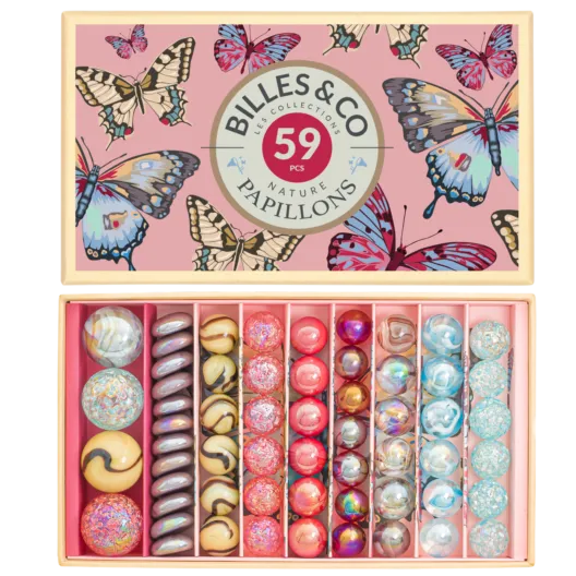 Billes & Co Papillons biglie vetro 59 pezzi anamorfico