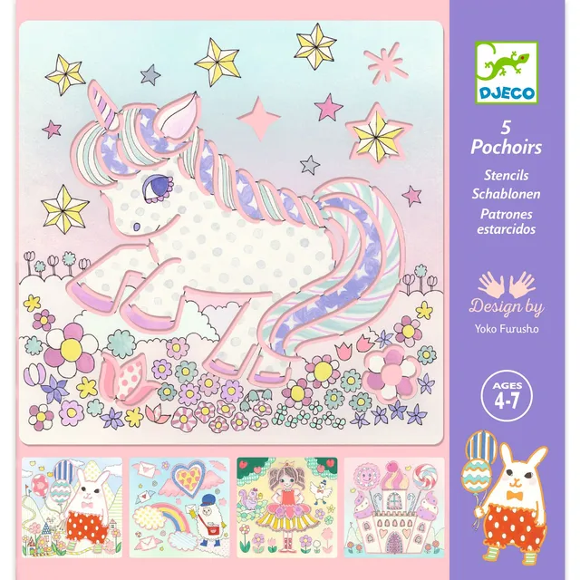 Djeco Kawailand stencil bambini 5 pezzi plastica