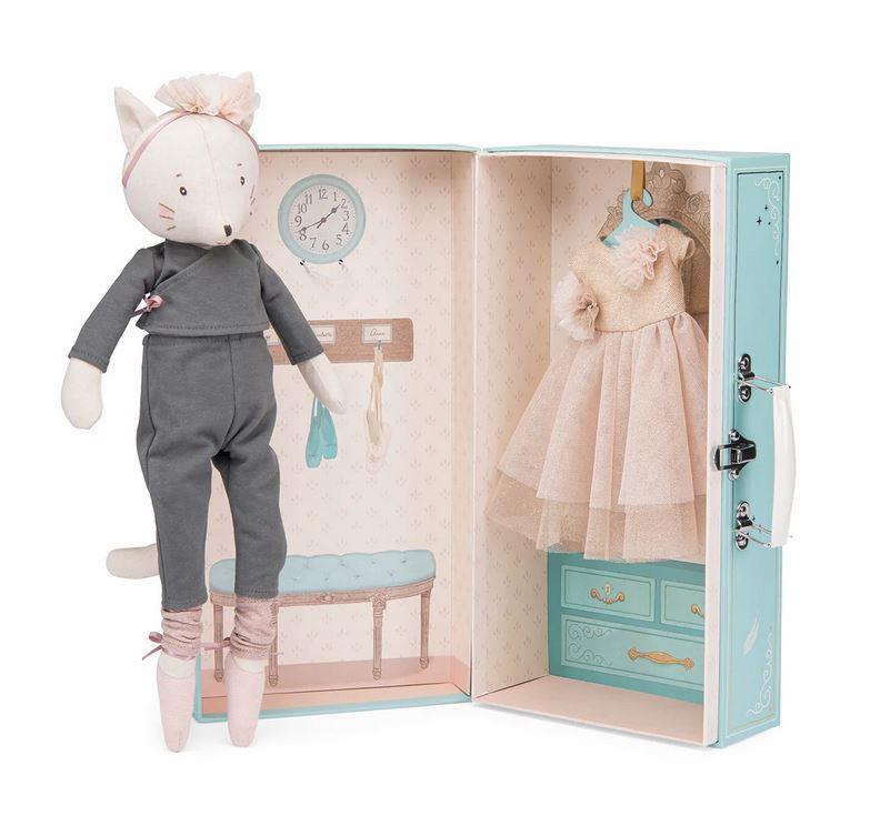 Moulin Roty Celestina bambola stoffa valigia armadio 35 cm danza