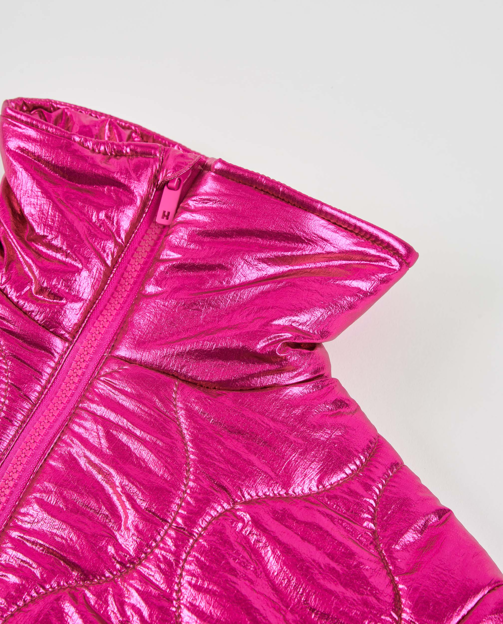 Tuc tuc piumino bambina fucsia metallizzato zip imbottito