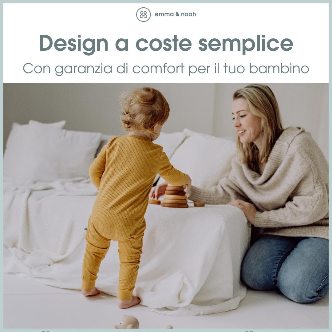 emma & noah pigiama neonato senza piedi grigio costine