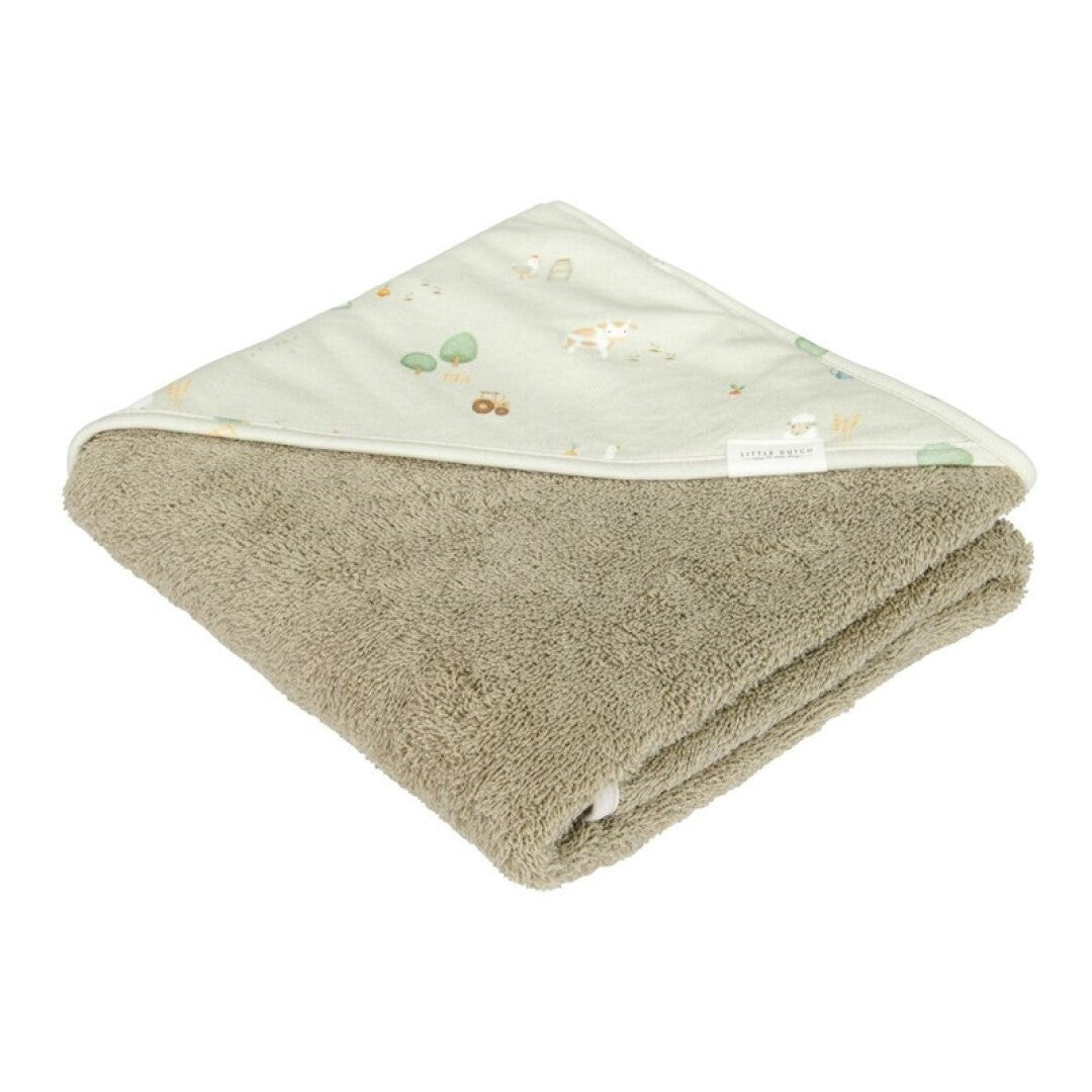 Little Dutch Little Farm telo con cappuccio 75x75 cotone bio