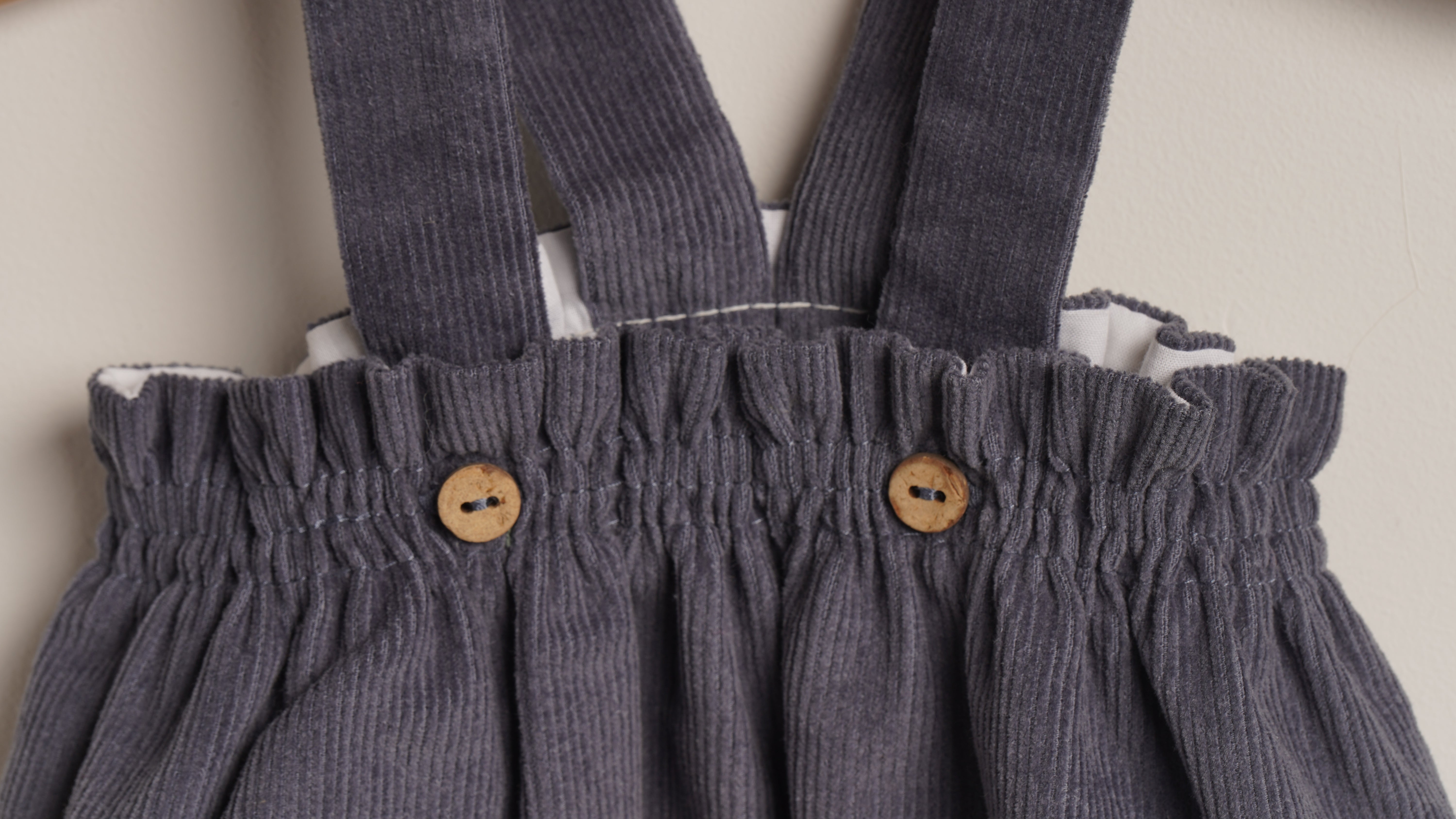 Mebi pantalone neonato blu velluto con bretelle cotone