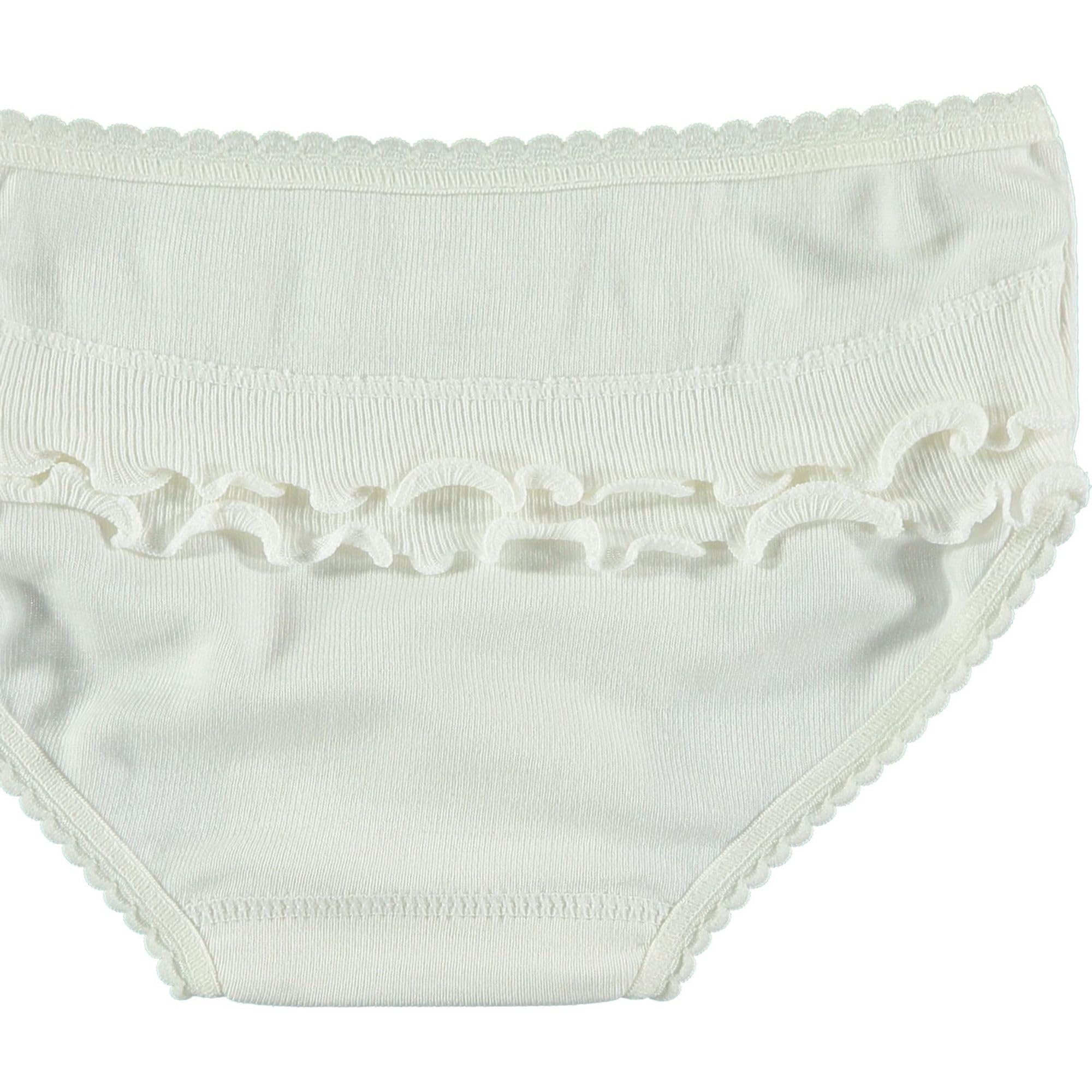 Babidu slip bambina maglia volant cotone bianco