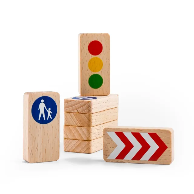 Waytoplay Traffic segnali stradali legno 8 pezzi