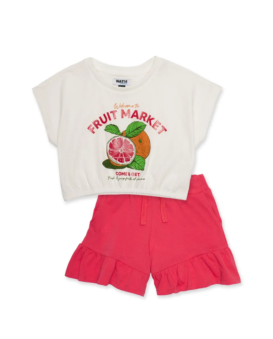 Tuc Tuc Completo Bambina T-shirt Shorts Frutta Bianco