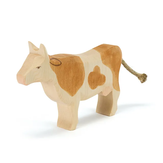 Ostheimer Mucca pezzata marrone figura legno 11,5 cm