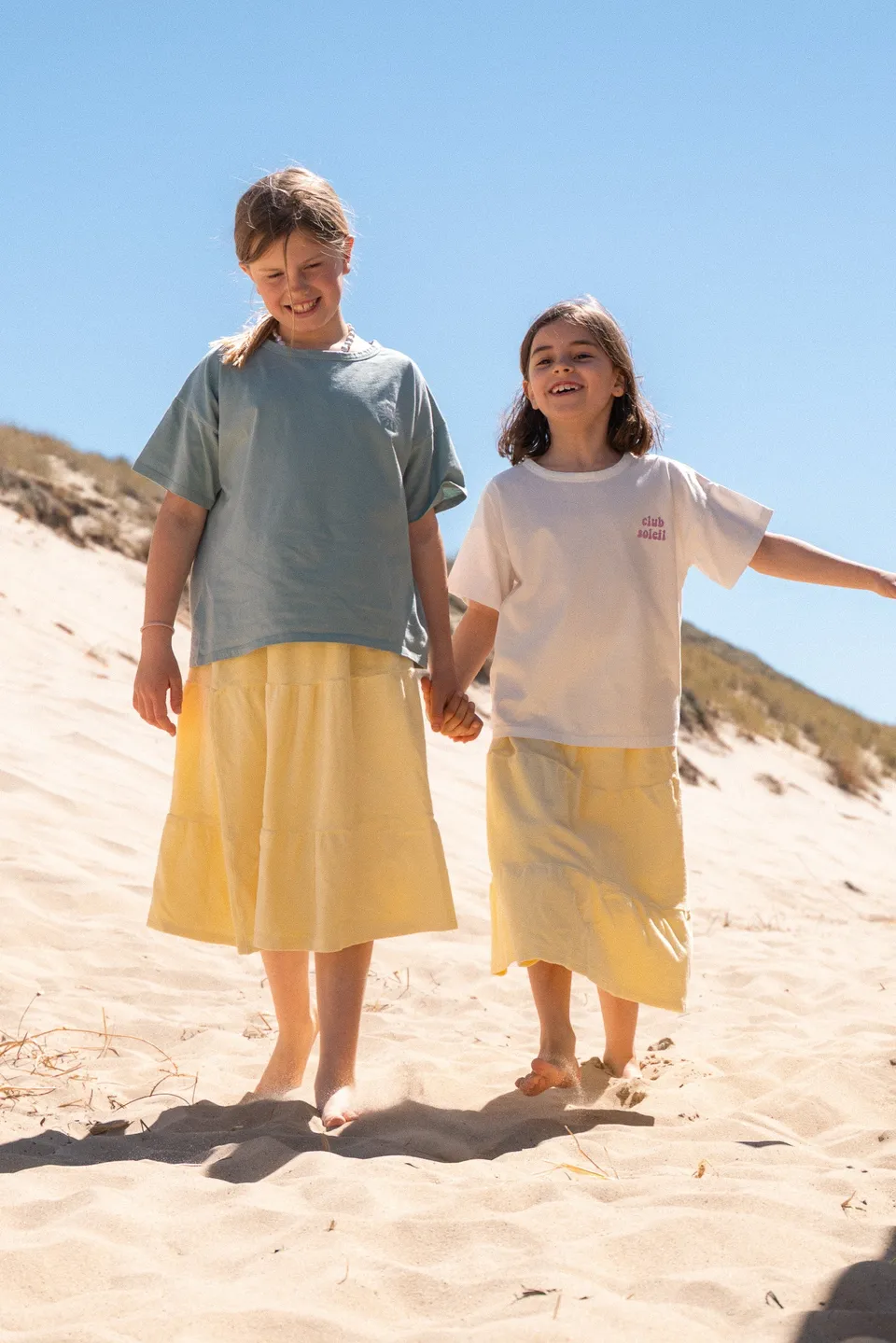 Ella and Rapha Moon Little Terry gonna maxi gialla bimba