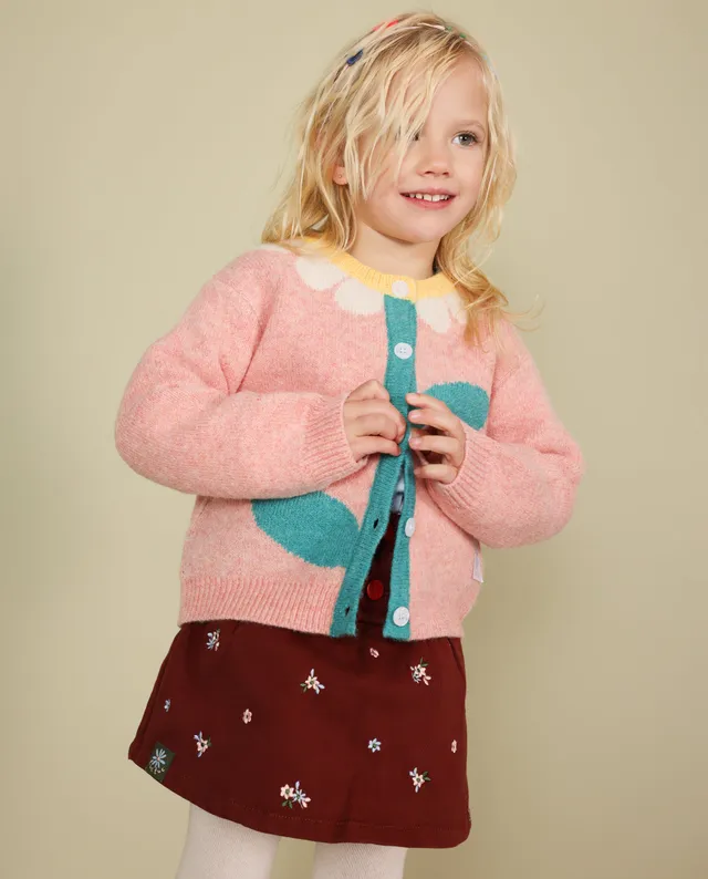 Tuc Tuc cardigan bimba ricamo rosa con bottoni