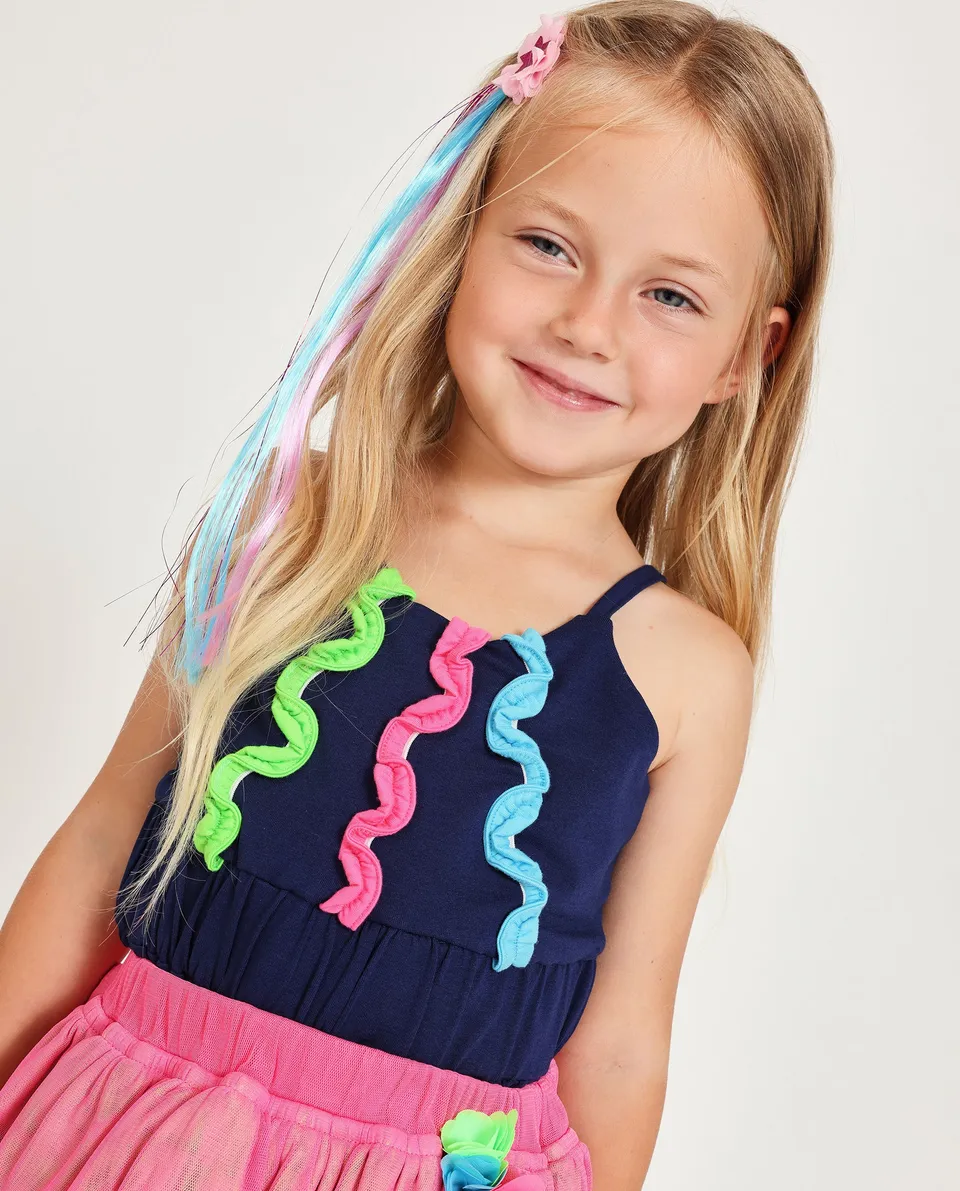 Tuc Tuc top bambina blu navy spalline arricciate
