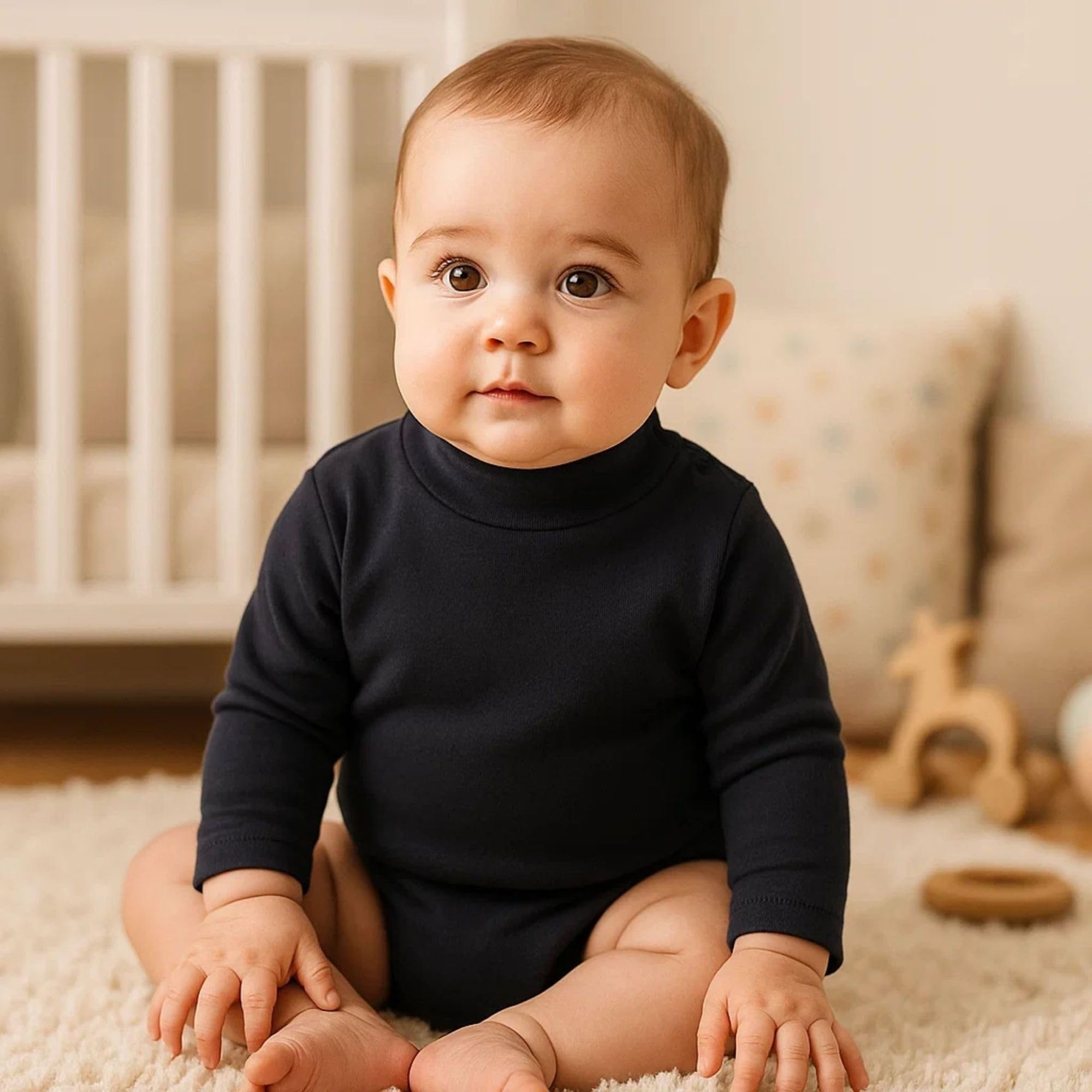 Babidu body neonato dolcevita cotone maniche lunghe