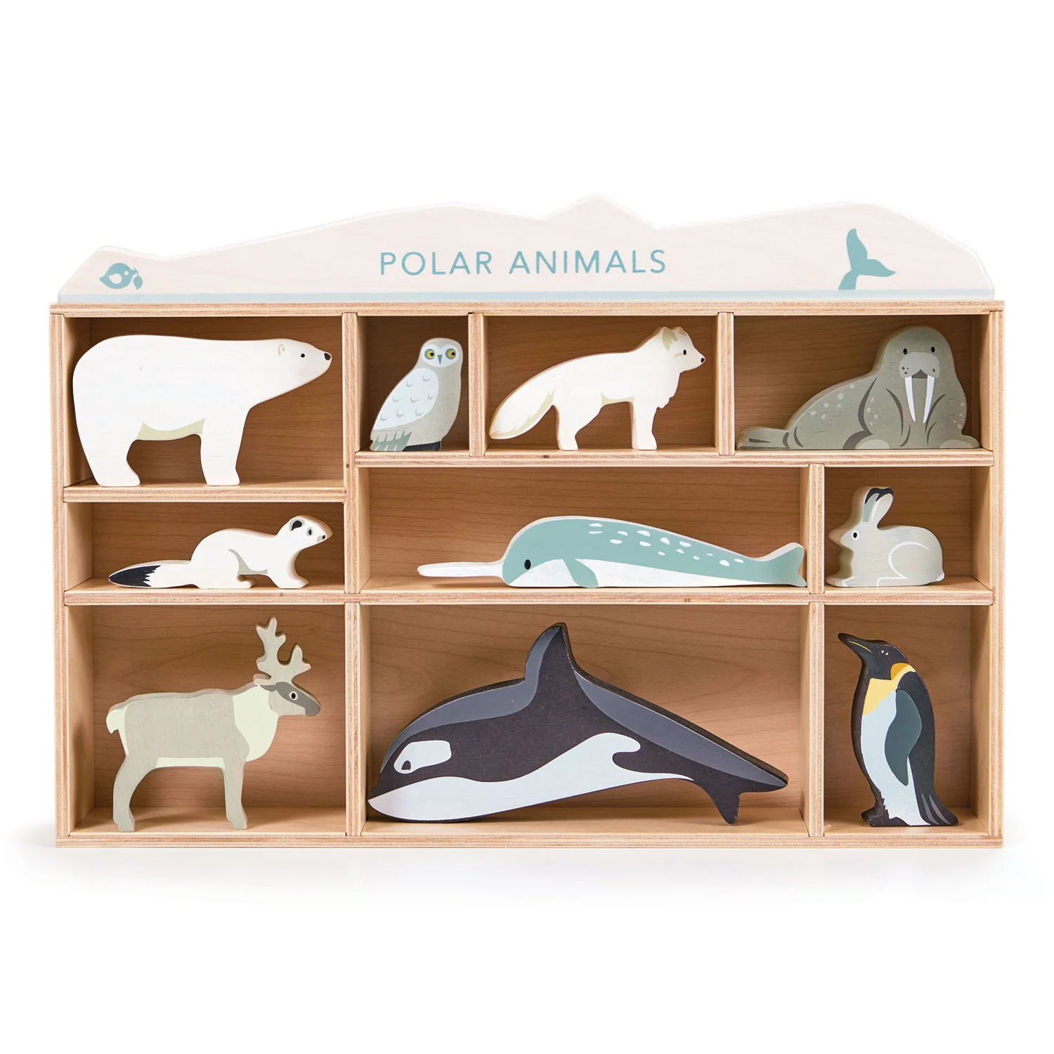 Tender Leaf set 10 animali polo legno con teca